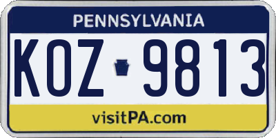 PA license plate KOZ9813