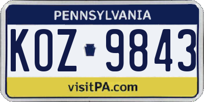 PA license plate KOZ9843