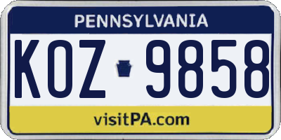 PA license plate KOZ9858