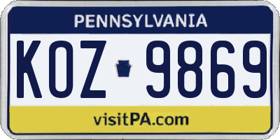 PA license plate KOZ9869