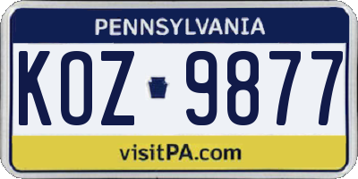 PA license plate KOZ9877