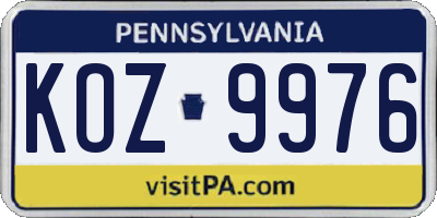 PA license plate KOZ9976