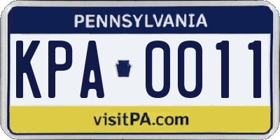 PA license plate KPA0011