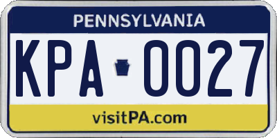 PA license plate KPA0027