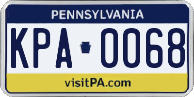PA license plate KPA0068