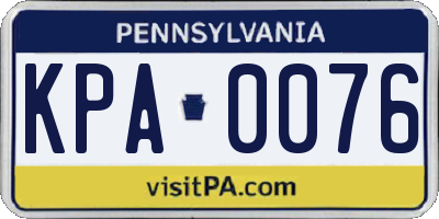 PA license plate KPA0076
