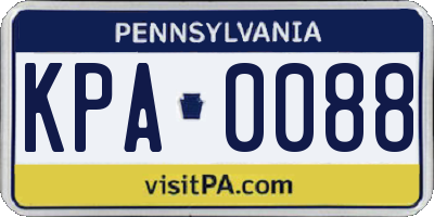 PA license plate KPA0088