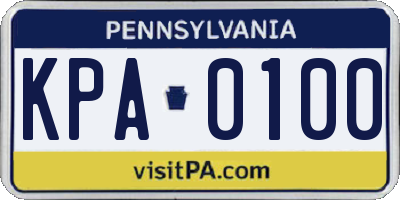 PA license plate KPA0100