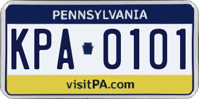 PA license plate KPA0101