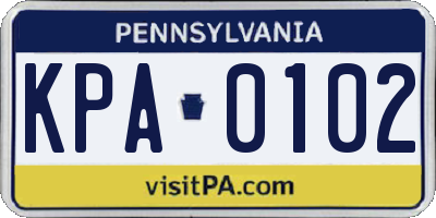PA license plate KPA0102
