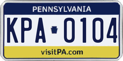 PA license plate KPA0104