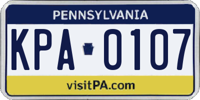 PA license plate KPA0107