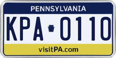 PA license plate KPA0110