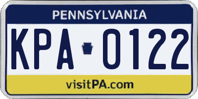PA license plate KPA0122