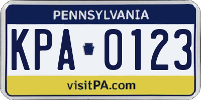 PA license plate KPA0123