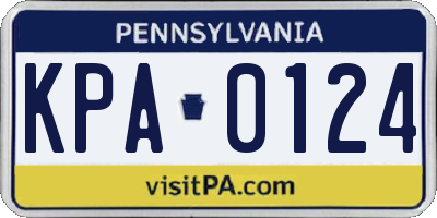 PA license plate KPA0124