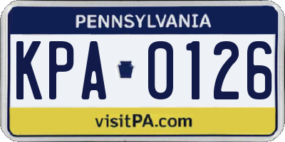 PA license plate KPA0126