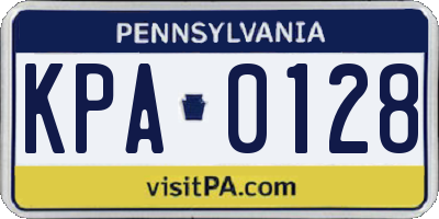 PA license plate KPA0128