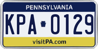 PA license plate KPA0129