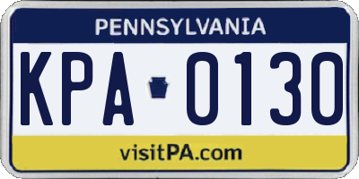 PA license plate KPA0130