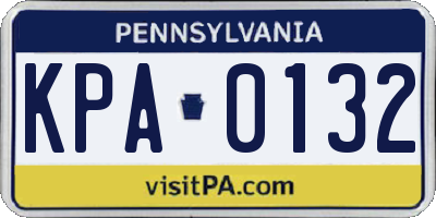 PA license plate KPA0132