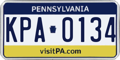 PA license plate KPA0134