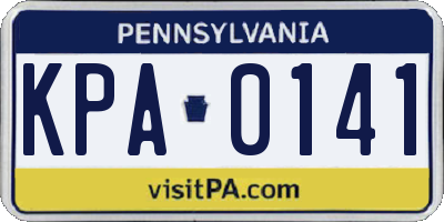PA license plate KPA0141