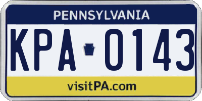 PA license plate KPA0143