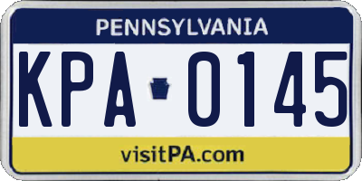 PA license plate KPA0145