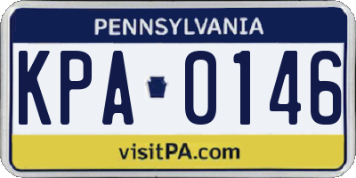 PA license plate KPA0146