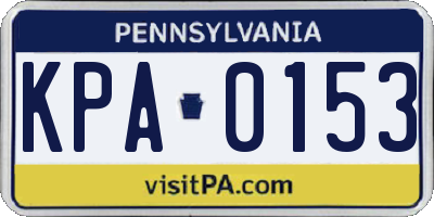 PA license plate KPA0153