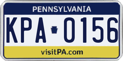PA license plate KPA0156