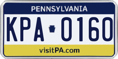 PA license plate KPA0160