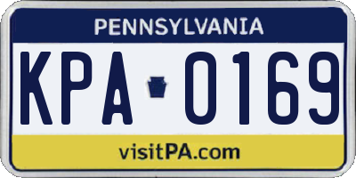 PA license plate KPA0169
