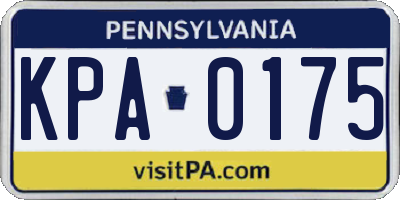 PA license plate KPA0175