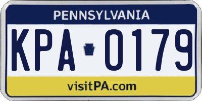 PA license plate KPA0179