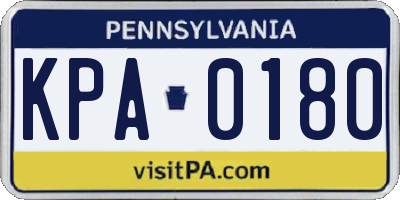 PA license plate KPA0180
