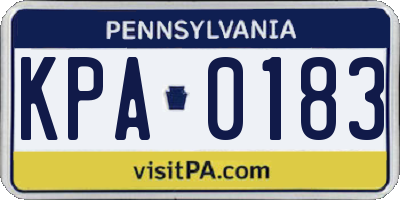 PA license plate KPA0183