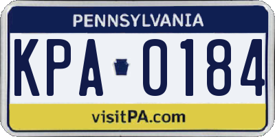 PA license plate KPA0184
