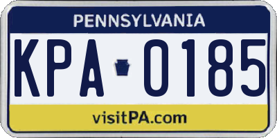 PA license plate KPA0185