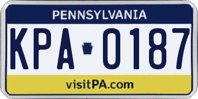 PA license plate KPA0187