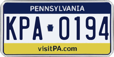 PA license plate KPA0194