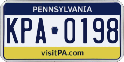 PA license plate KPA0198