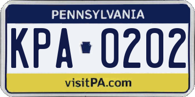 PA license plate KPA0202