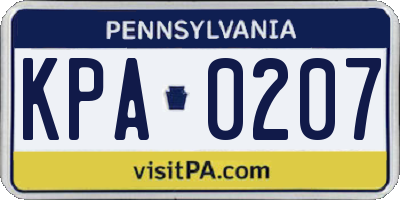 PA license plate KPA0207