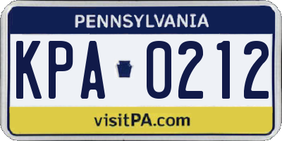 PA license plate KPA0212