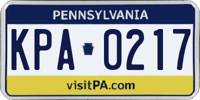 PA license plate KPA0217
