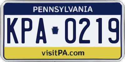 PA license plate KPA0219
