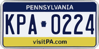 PA license plate KPA0224