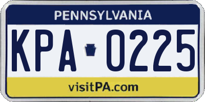 PA license plate KPA0225